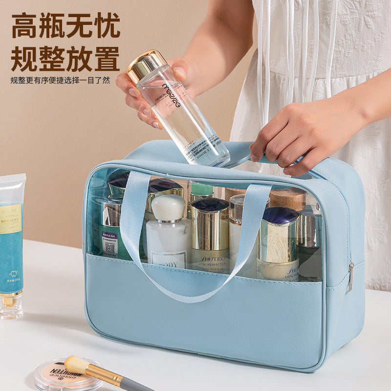Splicing cosmetic bag women's large-capacity portable travel storage bag Splicing PVC cosmetics washing storage bag can be determined