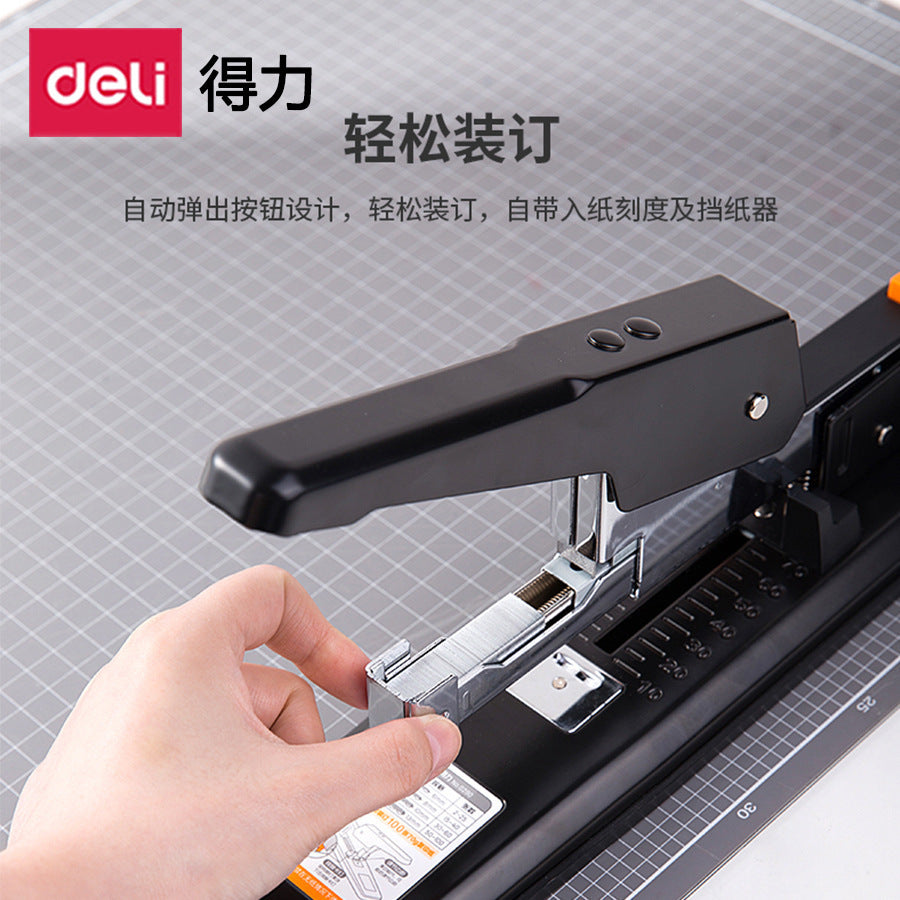 Deli 0290 Heavy Duty Stapler Binding With Scale Binding 100 Pages Pop-up Easy Labor-saving Stapler