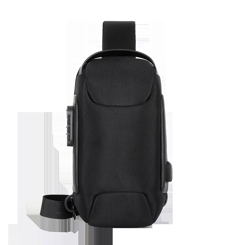 Customized combination lock men's breast bag, messenger bag, Oxford cloth sports men's bag, one shoulder messenger bag, logo customization can be printed.