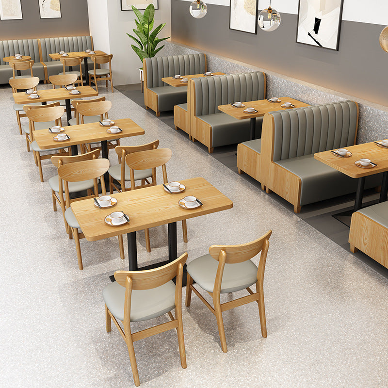 Coffee Western Restaurant Solid Wood Wall Card Seat Sofa Hotel Commercial Catering Hot Pot Milk Tea Shop Table and Chair Combination
