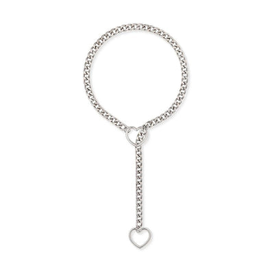 2025 amazon export new heart ring sliding chain necklace - trendy punk cuban y-chain design for women