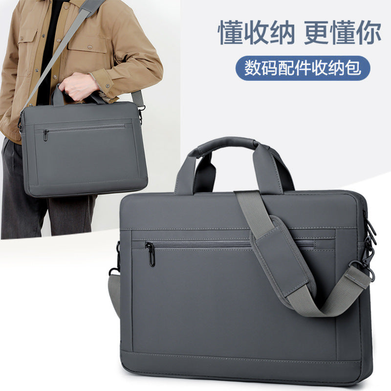 Business laptop bag men's portable shoulder bag trendy leather film notebook briefcase 15.6 inch business bag