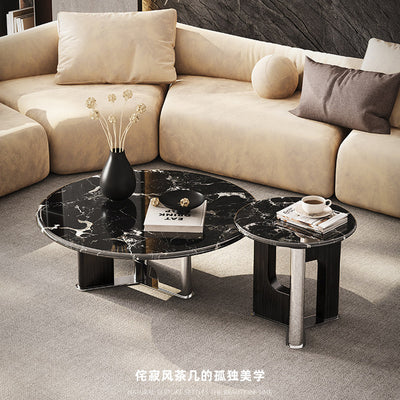 Ready-to-ship natural luxury stone coffee table - creative sofa table for living room, marble black rose ufo design, perfect for small spaces