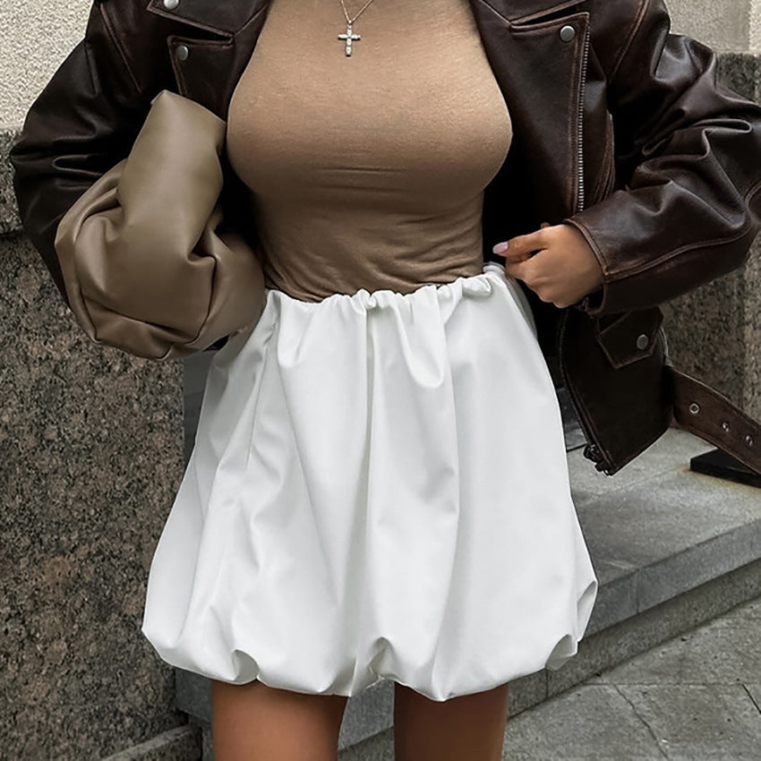 2024 summer fashion high waist fluffy balloon skirt women's European and American commuting A word small white skirt short skirt women's clothing