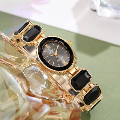 Oval sugar cube chic women's watch - diamond-accented, candy-colored fashion timepiece for export