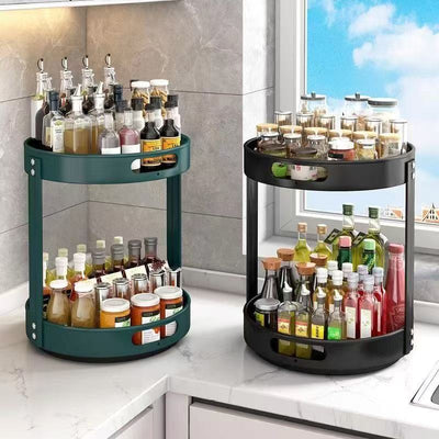 New rotating multi-functional corner shelf for kitchen spices, living room countertops, bathroom makeup storage - medium to tall