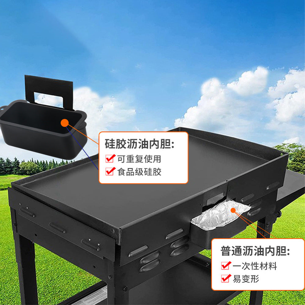 Cross-border new silicon barbecue mat protection silicone protective mat outdoor silicone barbecue tool oil box