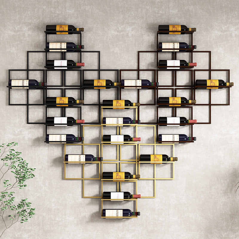 Bar wall red wine rack wall hanging creative wine cabinet hanging modern winery grape wine rack wrought iron display stand