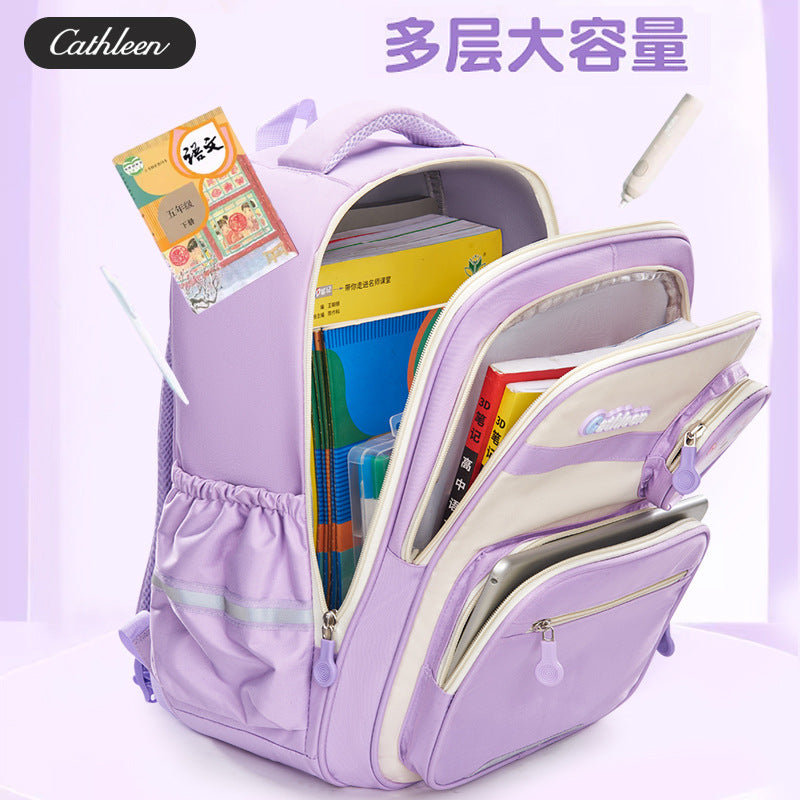 New schoolbag for primary school students, super light burden reduction and large capacity spine protection, male and female children's backpack for grades 3 to 6