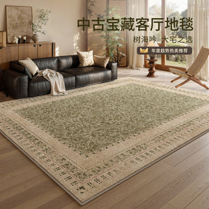 Carpet living room medieval style green persian high-end waterproof and stain-proof easy-care floor mat large area full bedroom