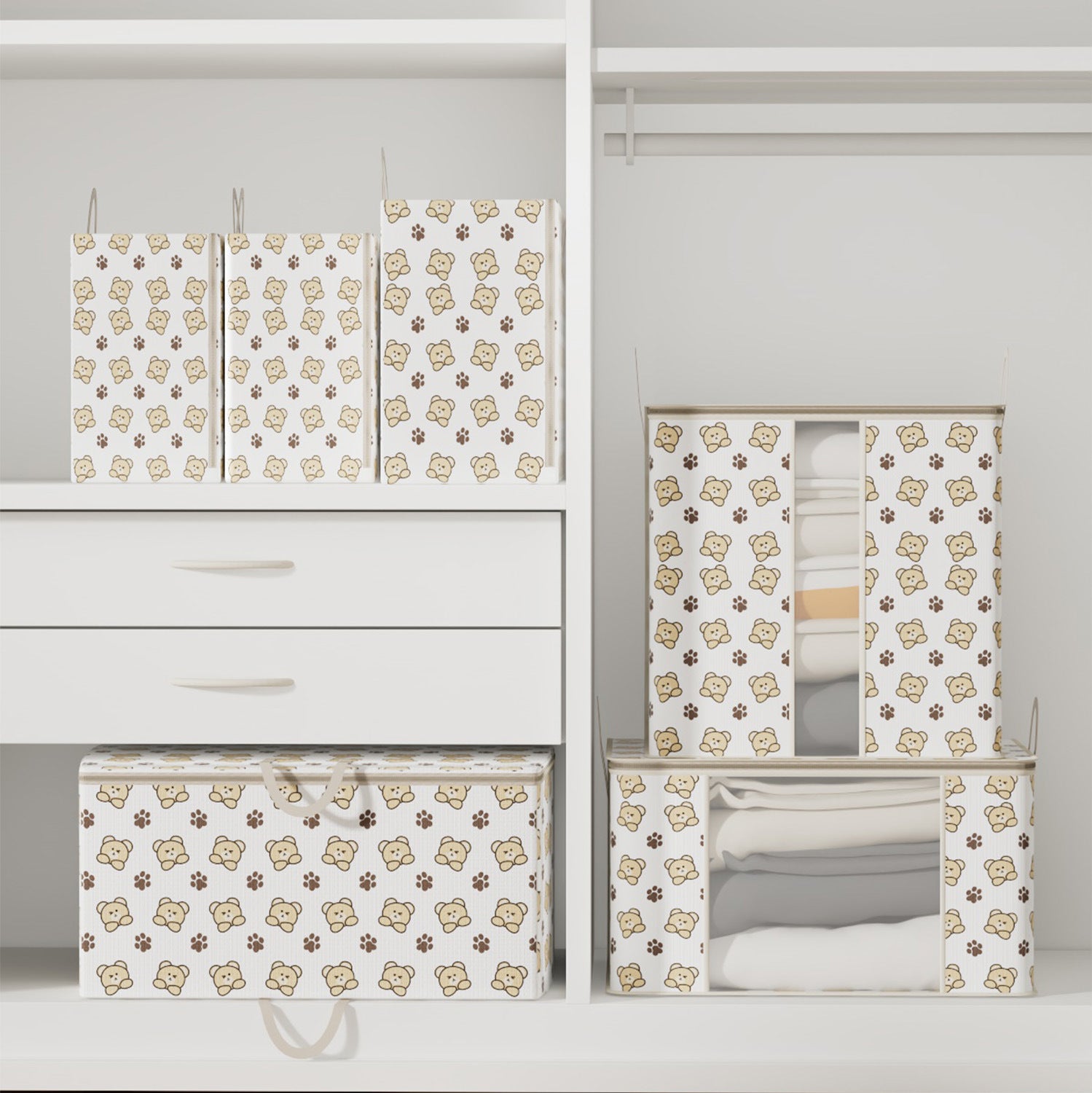 Printed bear moving bag 140g thickened non-woven duffel bag household quilt clothes sundries storage bag