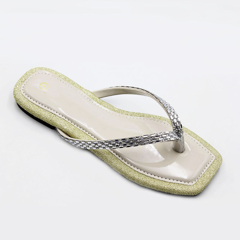 Congo spot wholesale slippers women's summer large size rhinestone square toe sandals Wholesale Slippers