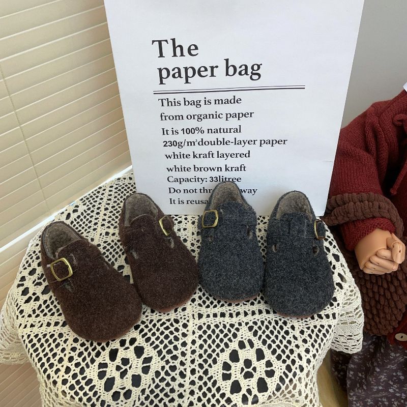 ins children's Birkenstock cotton shoes 2025 winter new Korean version girls plush shoes boys warm beanie shoes