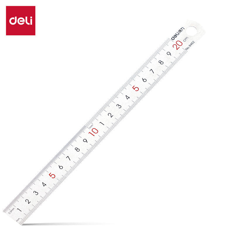 Deli 8462 steel ruler 20CM office use ruler measurement scale steel ruler office supply wholesale