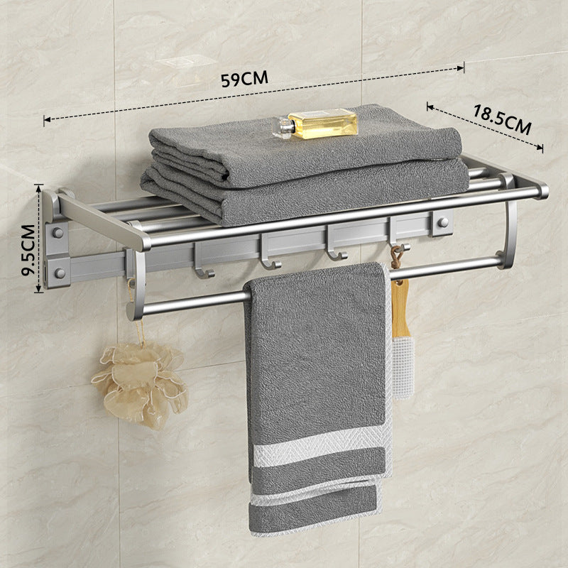 Space aluminum towel rack, no punching, bathroom, bathroom rack, towel rack, bathroom hardware pendant set.