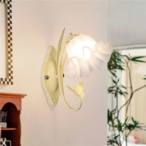 Butterfly lantern wall lamp - french retro style - living room, bedroom, bedside wall sconce - exquisite lacquered iron art