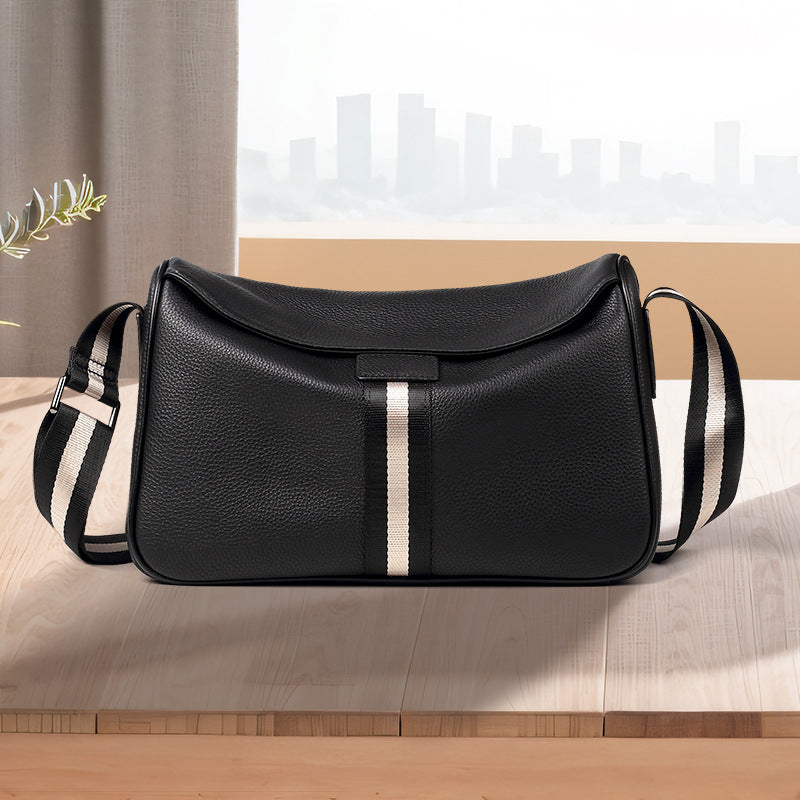 New leather men's bag first layer cowhide messenger bag casual men's shoulder bag trendy sports backpack one piece hair