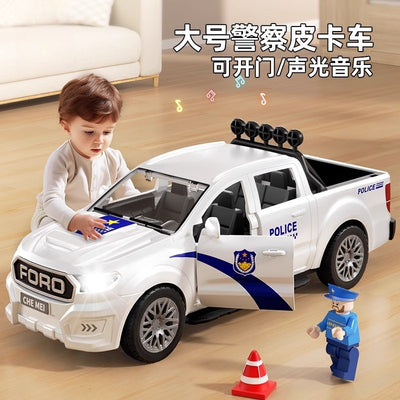 Kids' large police car, security pickup truck, swat rescue vehicle - sound & light musical toy car, realistic model
