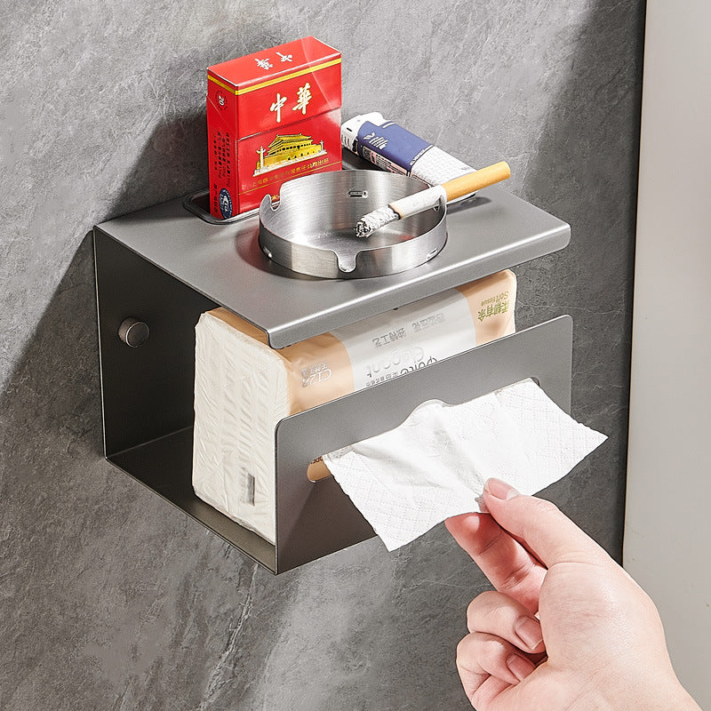 No punching paper towel holder household stainless steel ashtray toilet bathroom fashion trend wall-mounted commercial ashtray