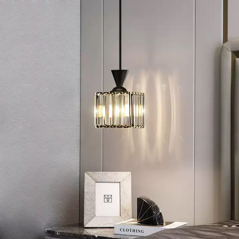 Modern light luxury master bedroom bedside small chandelier simple bar entrance lighting room single head chandelier crystal lamp