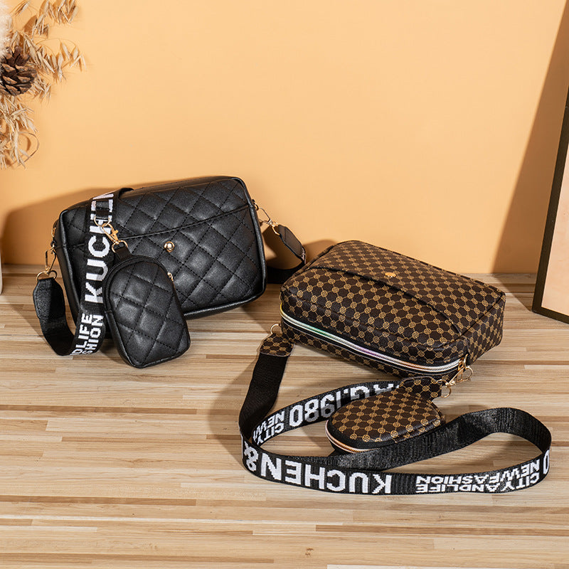 Embroidered shoulder bag two-piece set 2023Ladeis bags daily versatile messenger bag large capacity bag women