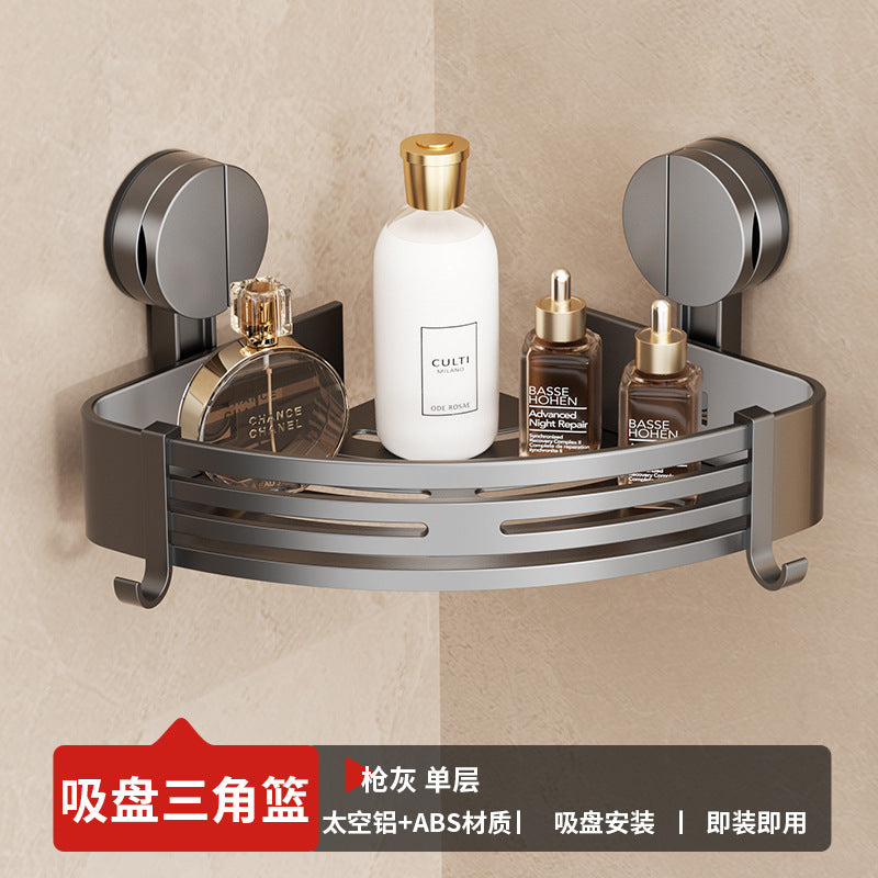 Suction cup folding bath towel rack non-punching toilet rack wall-mounted toilet pendant set bathroom towel rack