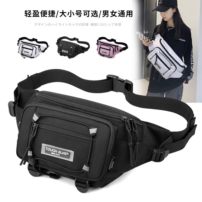New trendy men's and women's oblique straddle chest bag night reflective large-capacity backpack outdoor sports fanny pack travel bag