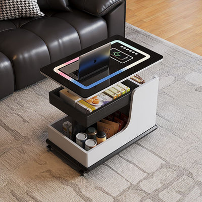 Medieval style smart movable coffee table living room for home small apartment adjustable side table sofa side cabinet trolley