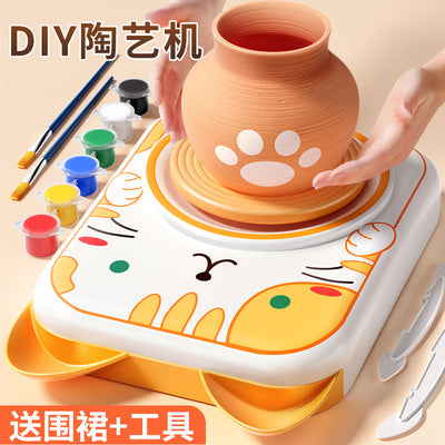 Electric pottery machine kids soft clay primary school students special tool suit ceramic handmade diy production toys