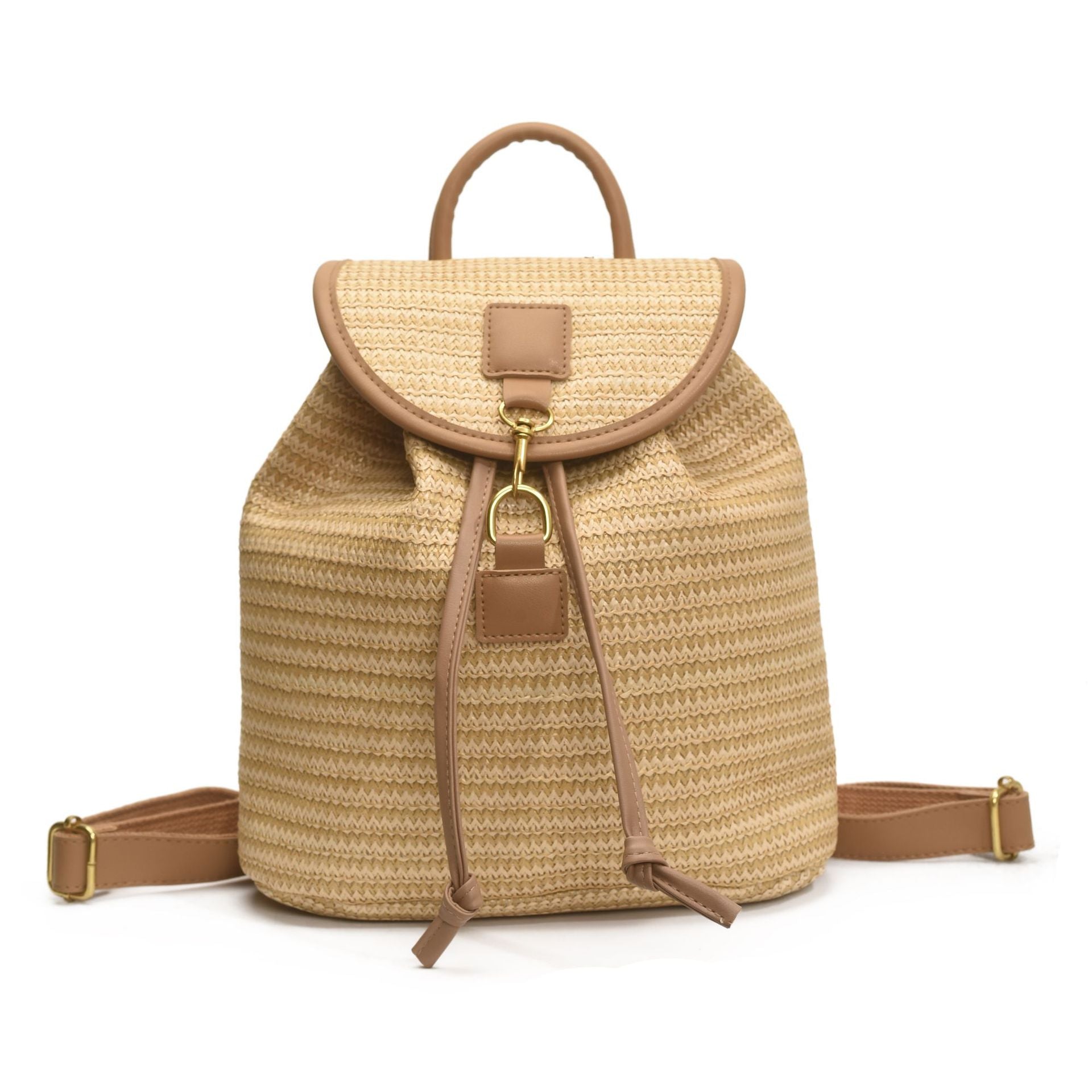 Cross-border woven straw bag women's large capacity 2025 new summer leisure backpack student schoolbag travel backpack