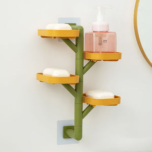 γbestsellerγwall-mounted rotating soap dish - no drilling required, multi-tier soap holder for bathroom drainage