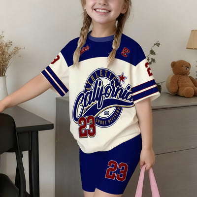 wholesale girls' short-sleeve and shorts sets, fashionable spring, summer, and autumn outfits for girls