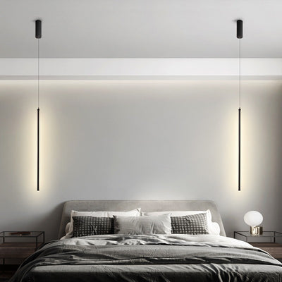 Minimalist linear pendant light - bedroom bedside, living room background wall, simple modern led suspension lamp, hotel chandelier