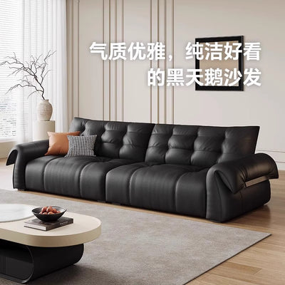 New arrival black swan sofa italian normcore leather art popular large and small apartment living room straight row combination leather sofa