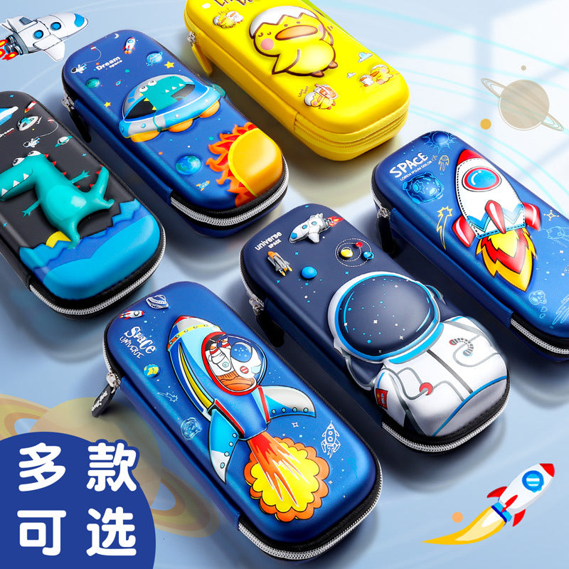Pencil bag Large capacity Primary school students Cartoon boy Kindergarten stationery box High value ins Niche pencil bag Cross-border