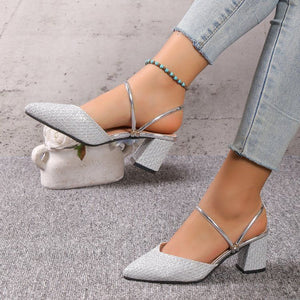 High-heeled sandals summernew arrivalelegantniche style pointed toe medium heel half toe small high heel one shoe two wear women's shoes