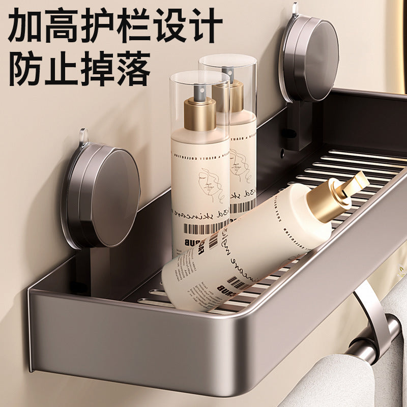 Space aluminum bathroom rack suction cup non-punching bathroom washstand storage rack universal kitchen seasoning rack