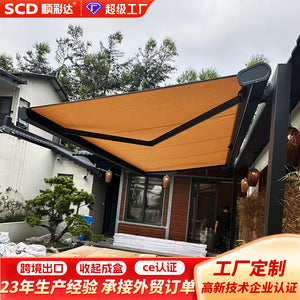 Export foreign trade electric intelligent full box telescopic awning rain canopy house balcony wind and light sensor automatic switch