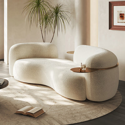Italian normcore curved sofa designer beauty salon shaped cashew fabric sofa cashmere cream wabi-sabi style