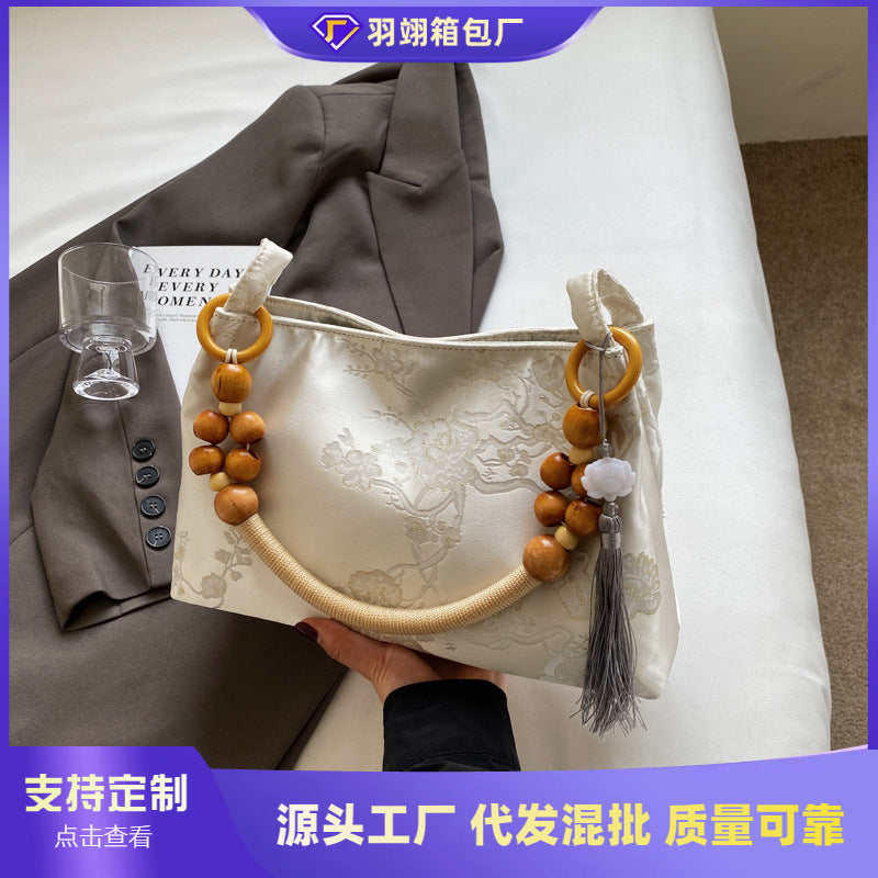 New Chinese large-capacity bag women's 2024 new versatile national style shoulder bag fashion niche underarm small square bag
