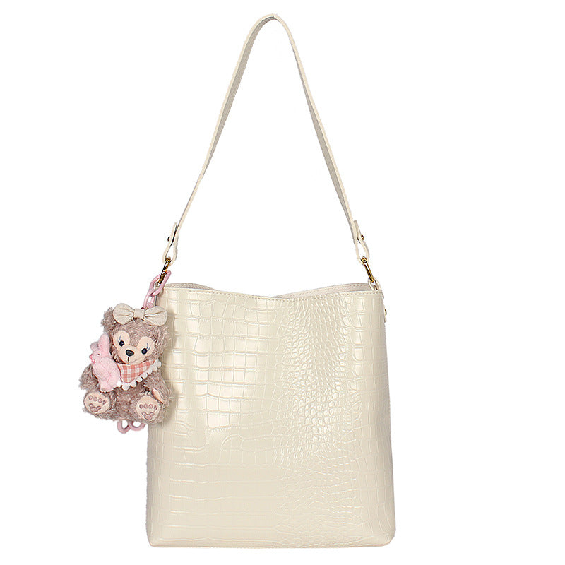 Big bag women's bag 2025 new crocodile pattern bucket bag fashionable large capacity messenger bag commuter women's shoulder bag