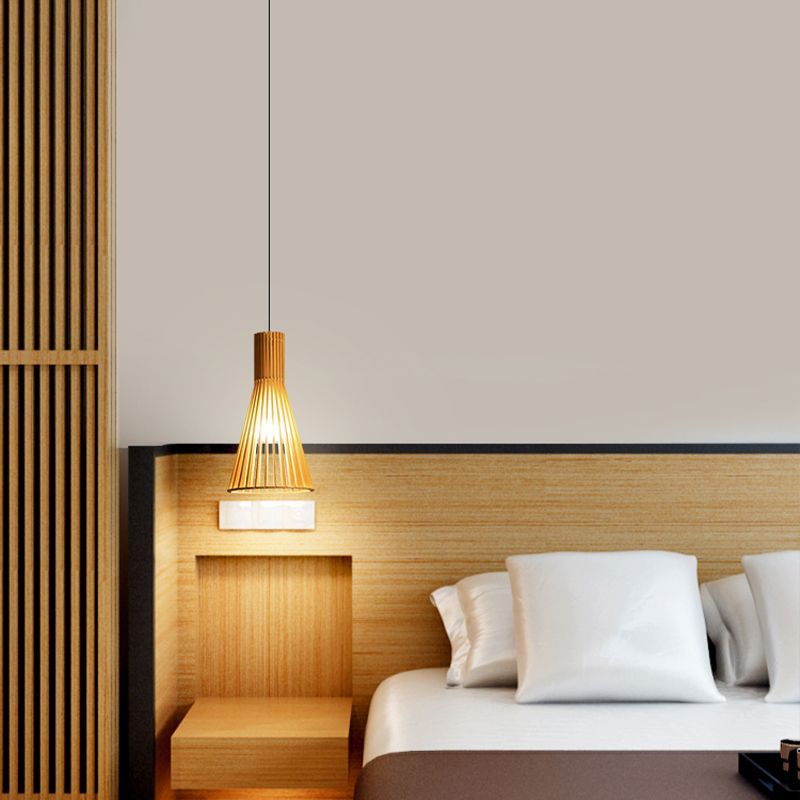 Wood art chandelier bedside Japanese Zen homestay bedroom study log smart bedside chandelier medium ancient style chandelier