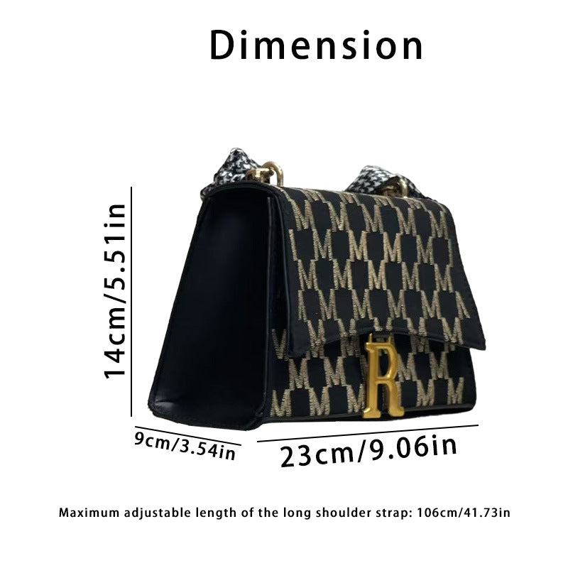 High-end Xiaoxiangfeng portable small square bag 2025 summer new European and American fashion foreign style R letter shoulder messenger bag