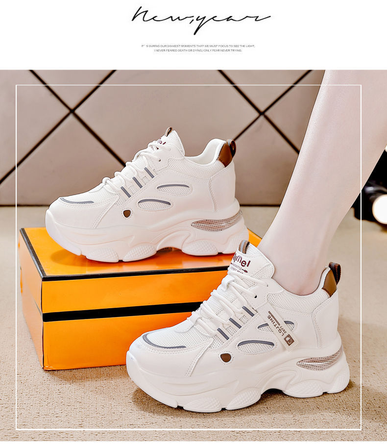 Inner height-increasing dad shoes women's lightweight thick-soled 2025 new mesh autumn and winter small man shows height casual sports shoes