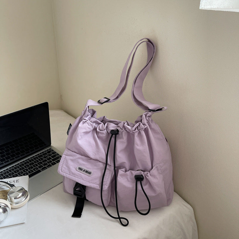 Foreign trade large-capacity fashion cloth bag women's 2025 summer new niche shoulder messenger bag Korean version pleated tote bag