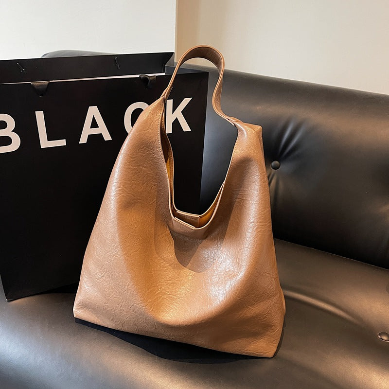 New Korean version, armpit bag, shoulder large-capacity bag, women's commute to work, retro Maillard French tote bag