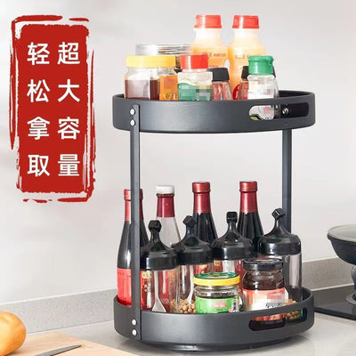 New kitchen storage rack - desktop rotating organizer, round spice rack, adjustable kitchen storage shelf