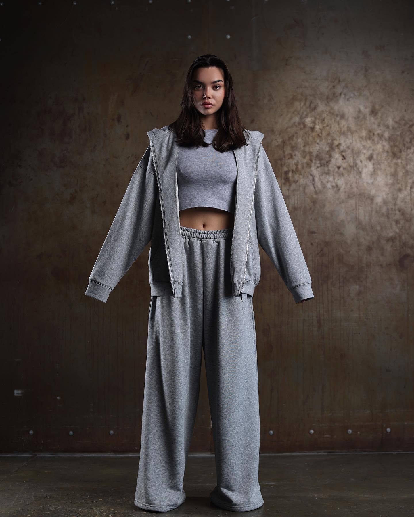 European and American Independent Station New Women's Suit Casual Hooded Long Sleeve Sweater Cardigan Pants Suit Fashion Suit Women