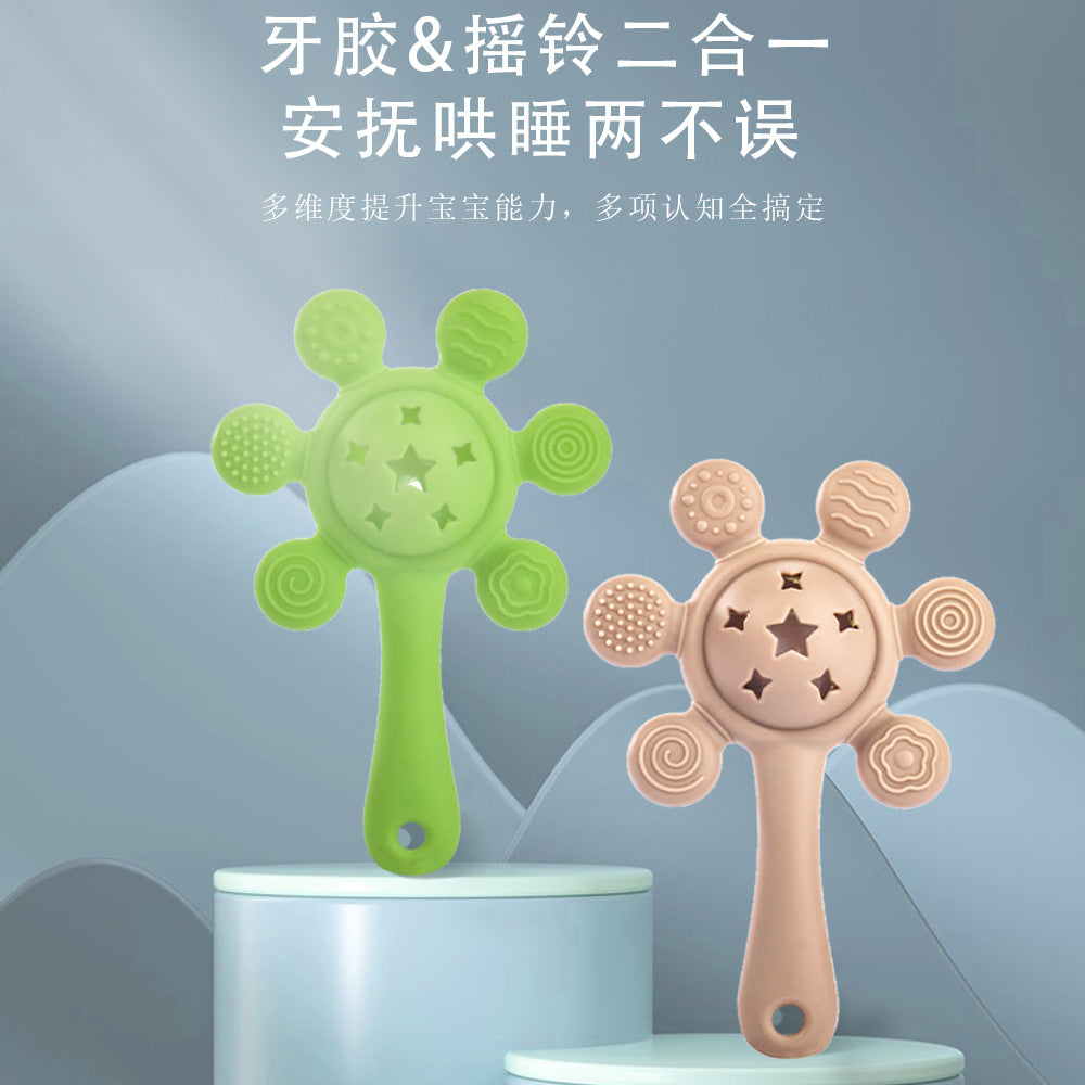 Cross-border new products baby silicone palm rattle toothpaste food grade silicone imitation eating hand toys baby grinding teeth toys