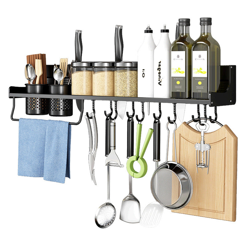 No punching kitchen rack wall-mounted space aluminum multi-functional products seasoning rack knife holder storage hanger